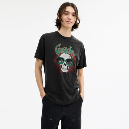 Coach Skull Classic T Shirt Garment Dye Black