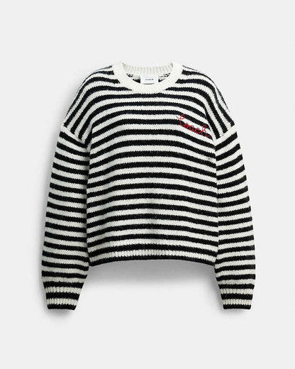 Coach Striped Sweater Black-Cream Black-Cream