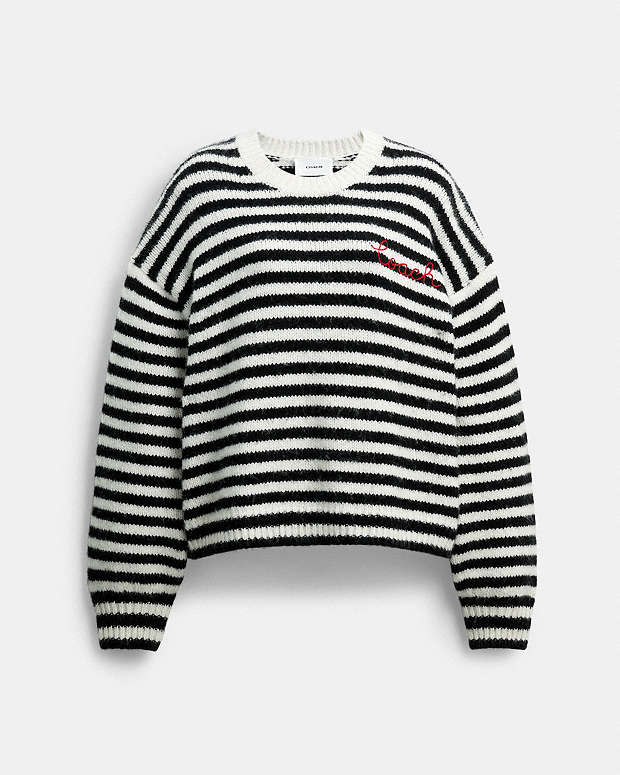 Coach Striped Sweater Black-Cream Black-Cream