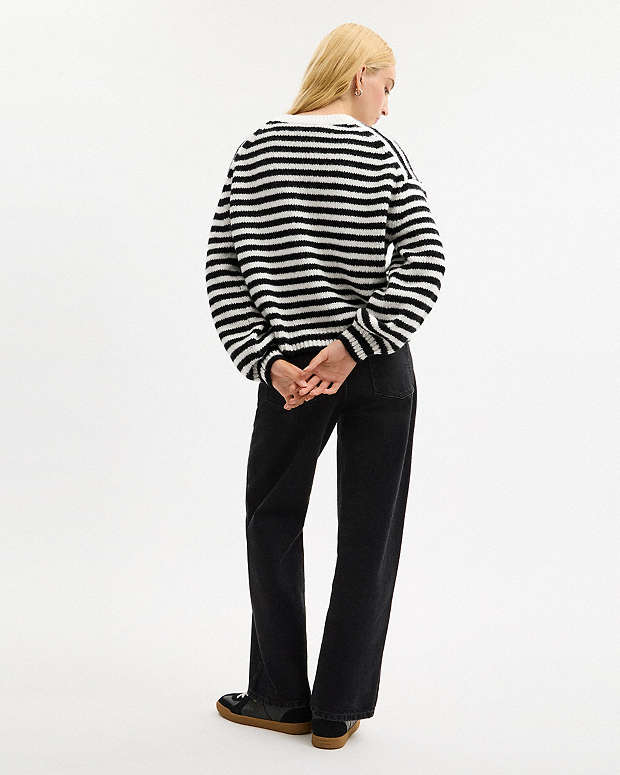 Coach Striped Sweater Black-Cream Black-Cream