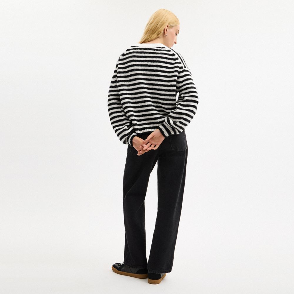 Coach Coach Striped Sweater Black Cream