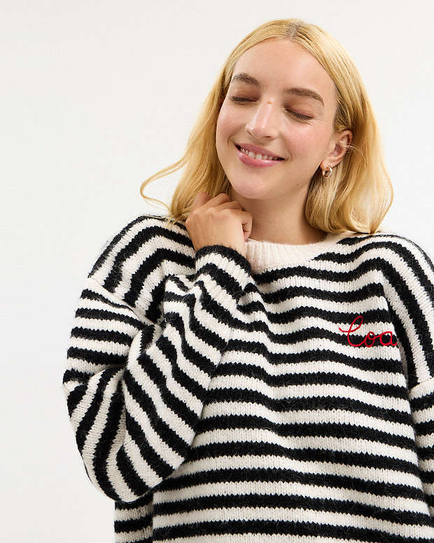 Coach Striped Sweater Black-Cream Black-Cream