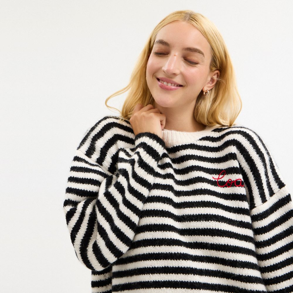 Coach Coach Striped Sweater Black Cream