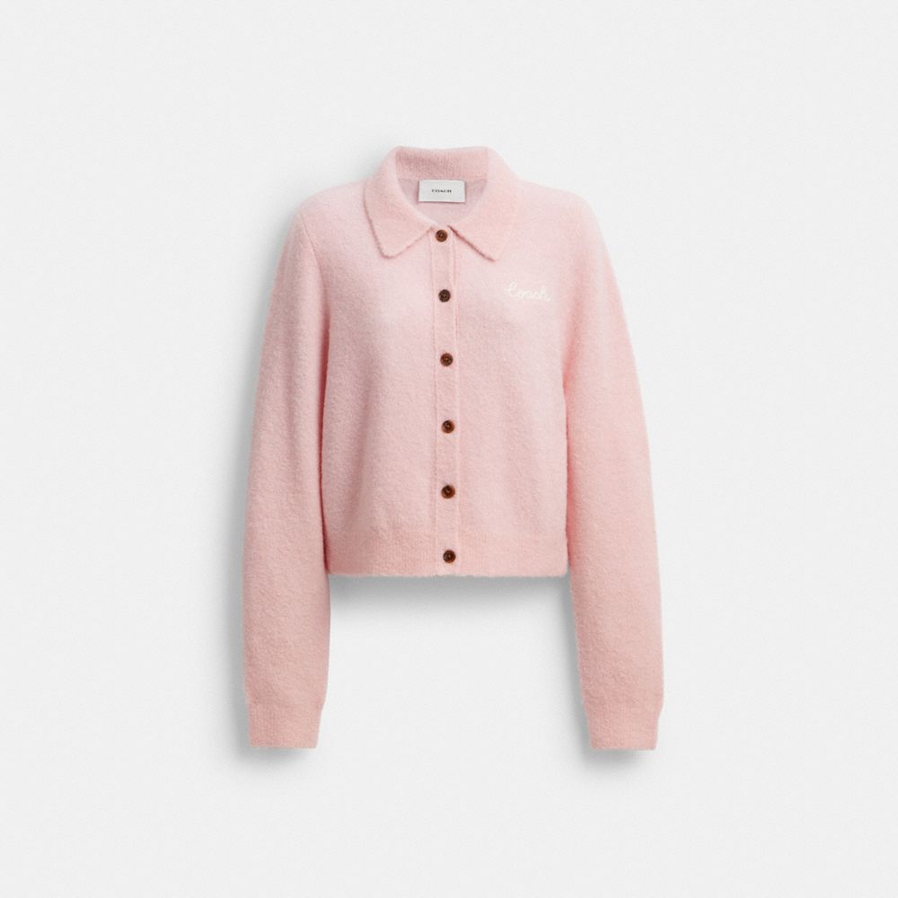 Coach Coach Embroidered Cropped Cardigan Light Pink