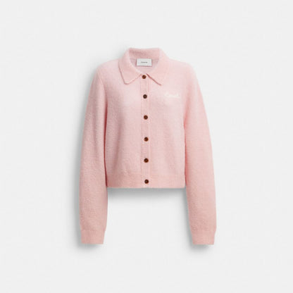 Coach Coach Embroidered Cropped Cardigan Light Pink
