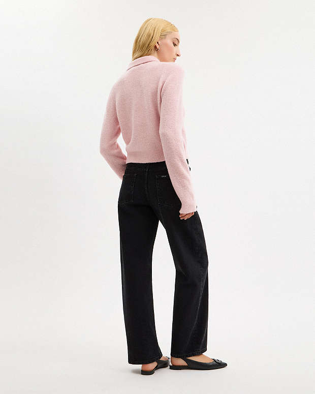Coach Embroidered Cropped Cardigan Light Pink Light Pink