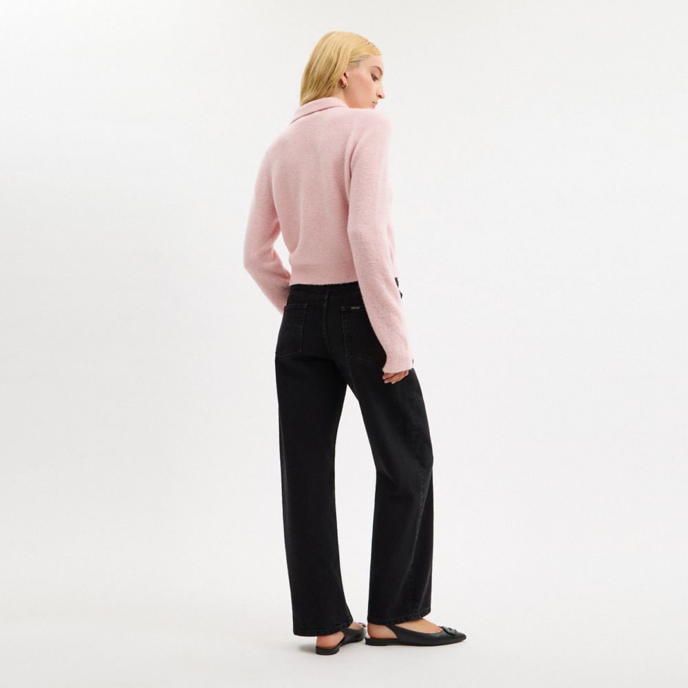 Coach Coach Embroidered Cropped Cardigan Light Pink