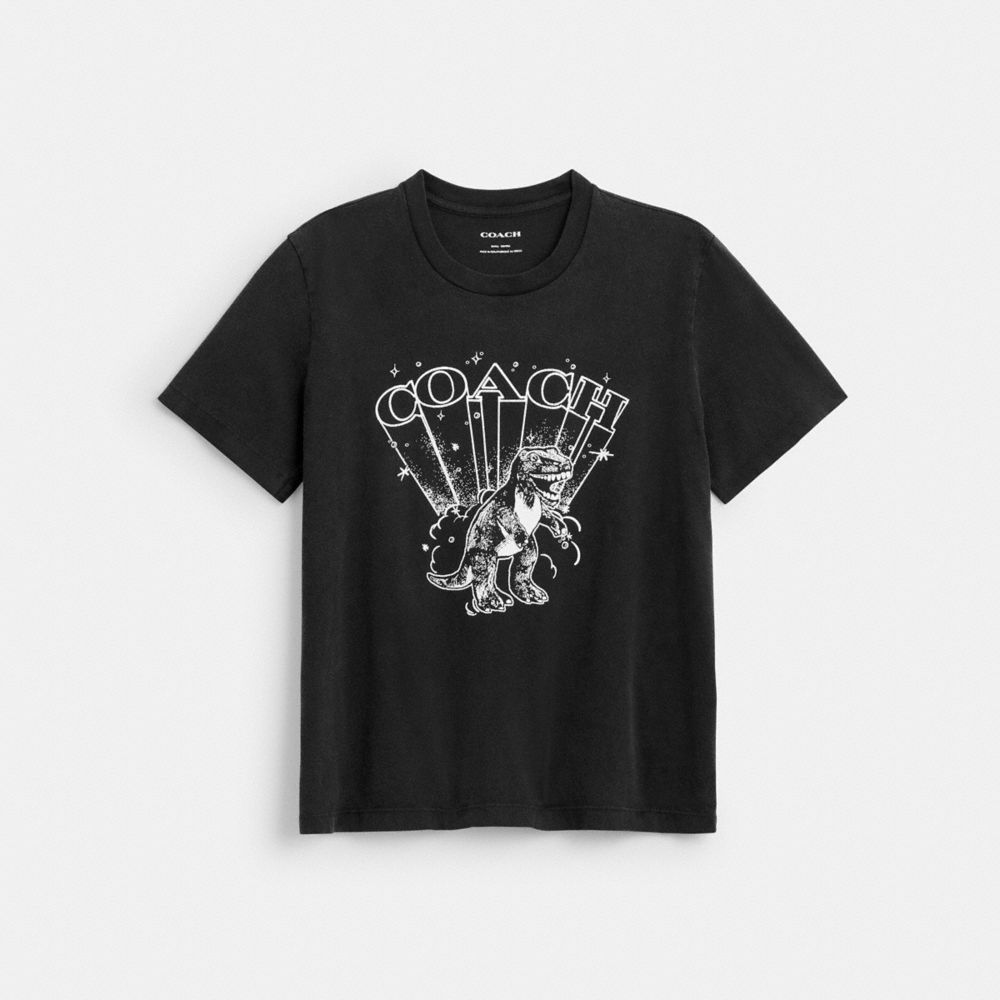 Coach T Rex Classic T Shirt In Organic Cotton Washed Black