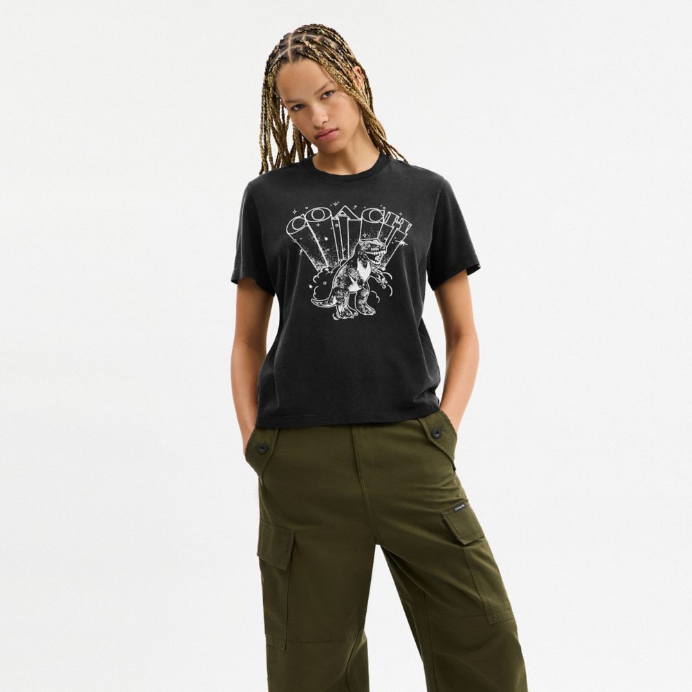 Coach T Rex Classic T Shirt In Organic Cotton Washed Black