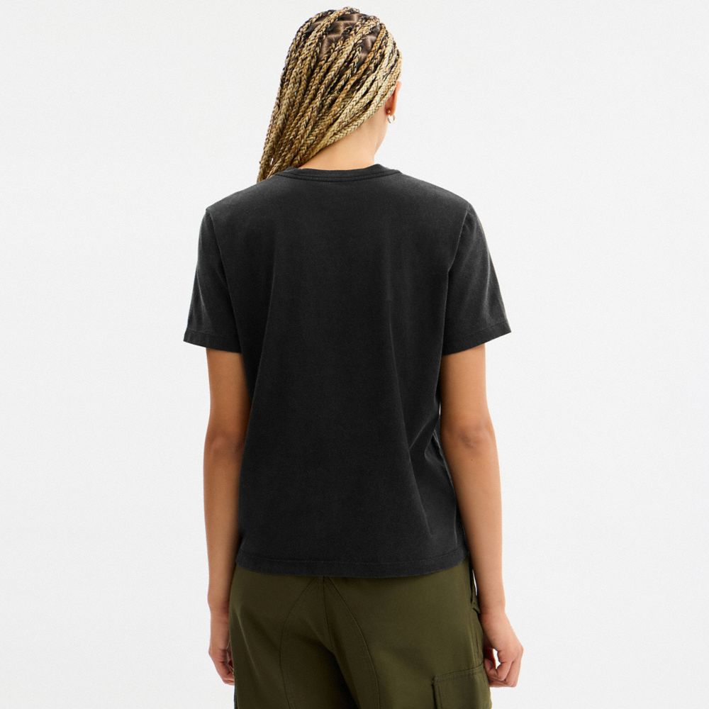 Coach T Rex Classic T Shirt In Organic Cotton Washed Black