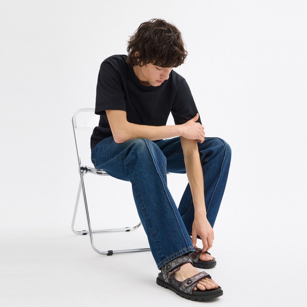 Coach Platform Sandal In Signature Jacquard Multi