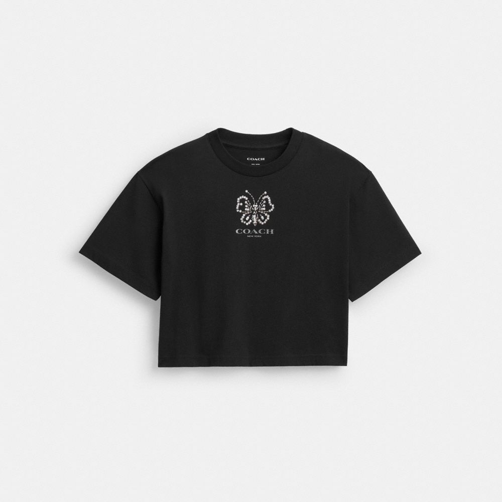 Coach Butterfly Cropped T Shirt Black