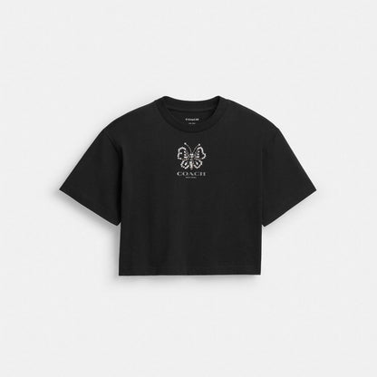 Coach Butterfly Cropped T Shirt Black