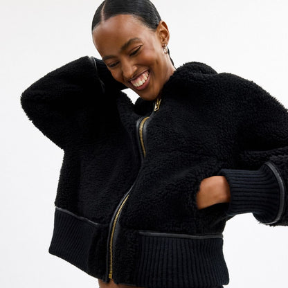 Coach Reversible Shearling Hoodie Black