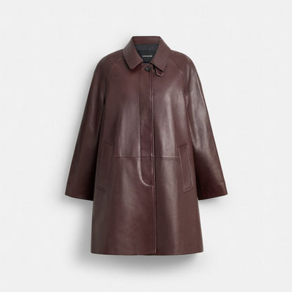 Coach Leather Balmacaan Merlot