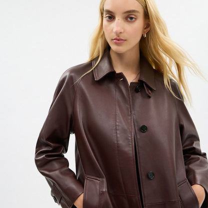 Coach Leather Balmacaan Merlot