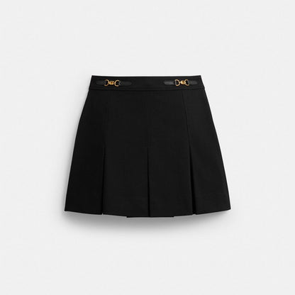 Coach Sculpted C Pleated Skirt In Recycled Polyester Black