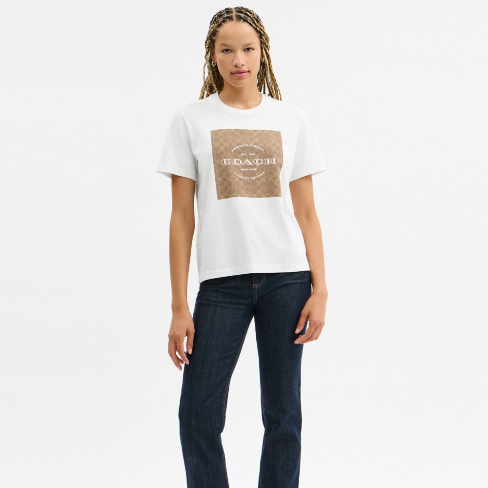 Coach Signature Square T Shirt White