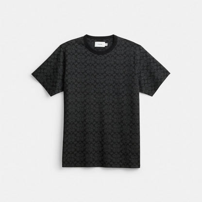 Coach Signature T Shirt In Organic Cotton Charcoal Signature