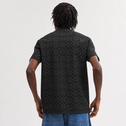 Coach Signature T Shirt In Organic Cotton Charcoal Signature