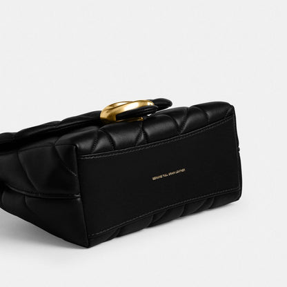 Coach Tabby Top Handle Bag With Quilting Brass Black