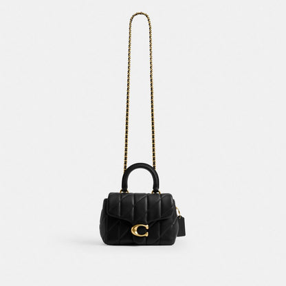 Coach Tabby Top Handle Bag With Quilting Brass Black
