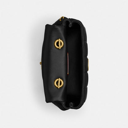 Coach Tabby Top Handle Bag With Quilting Brass Black