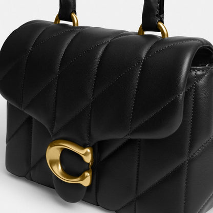 Coach Tabby Top Handle Bag With Quilting Brass Black
