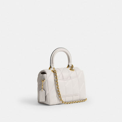 Coach Tabby Top Handle Bag With Quilting Brass Chalk
