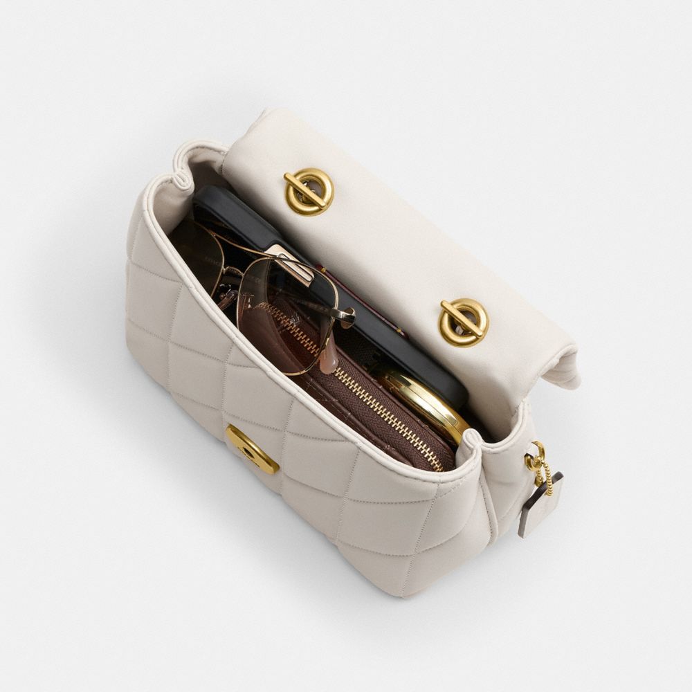 Coach Tabby Top Handle Bag With Quilting Brass Chalk