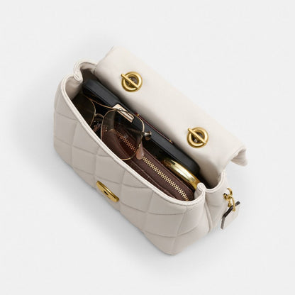 Coach Tabby Top Handle Bag With Quilting Brass Chalk