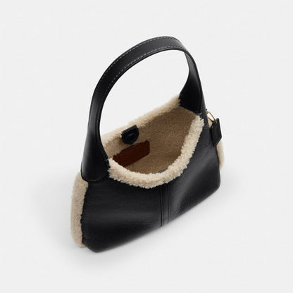 Coach Brooklyn Shoulder Bag 28 In Shearling Brass Black Natural
