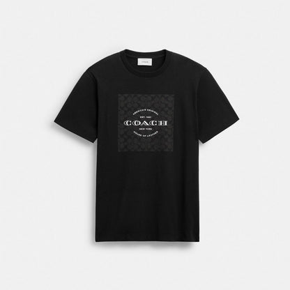 Coach Signature Square T Shirt In Organic Cotton Black
