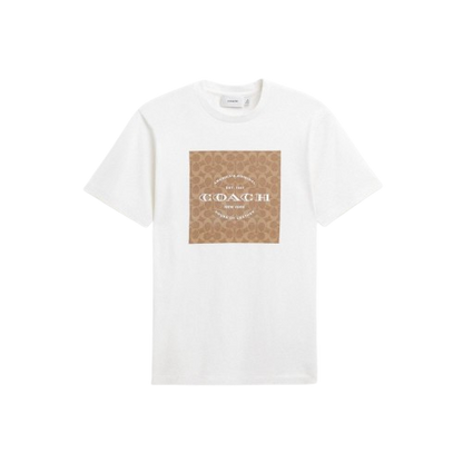 Coach Signature Square T Shirt In Organic Cotton White