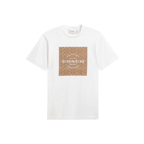 Coach Signature Square T Shirt In Organic Cotton White