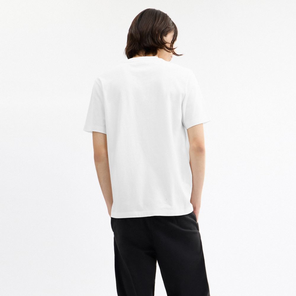 Coach Signature Square T Shirt In Organic Cotton White