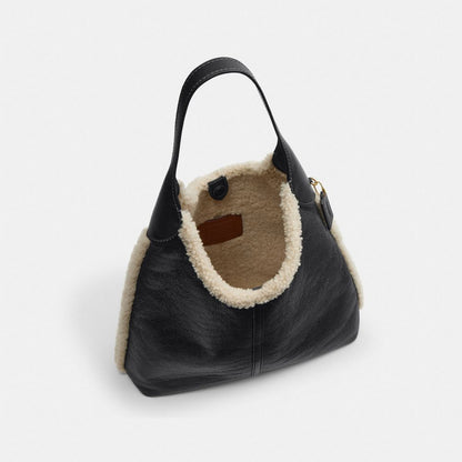 Coach Brooklyn Shoulder Bag 39 In Shearling Brass Black Natural