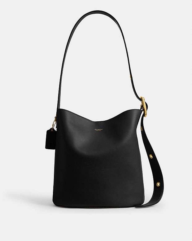 Bleecker Bucket Bag Natural Grain Leather-Brass-Black Natural Grain Leather-Brass-Black