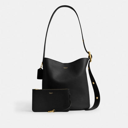 Coach Bleecker Bucket Bag Brass Black