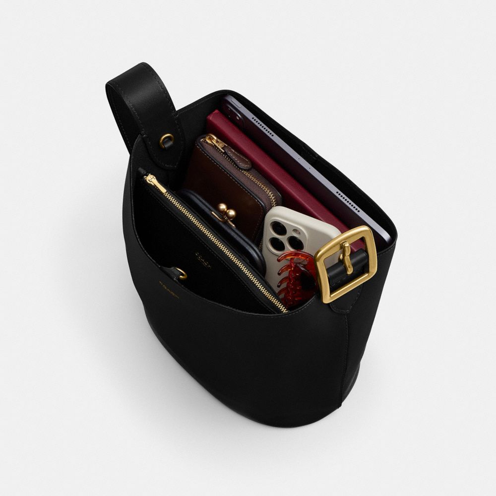 Coach Bleecker Bucket Bag Brass Black