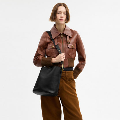 Coach Bleecker Bucket Bag Brass Black