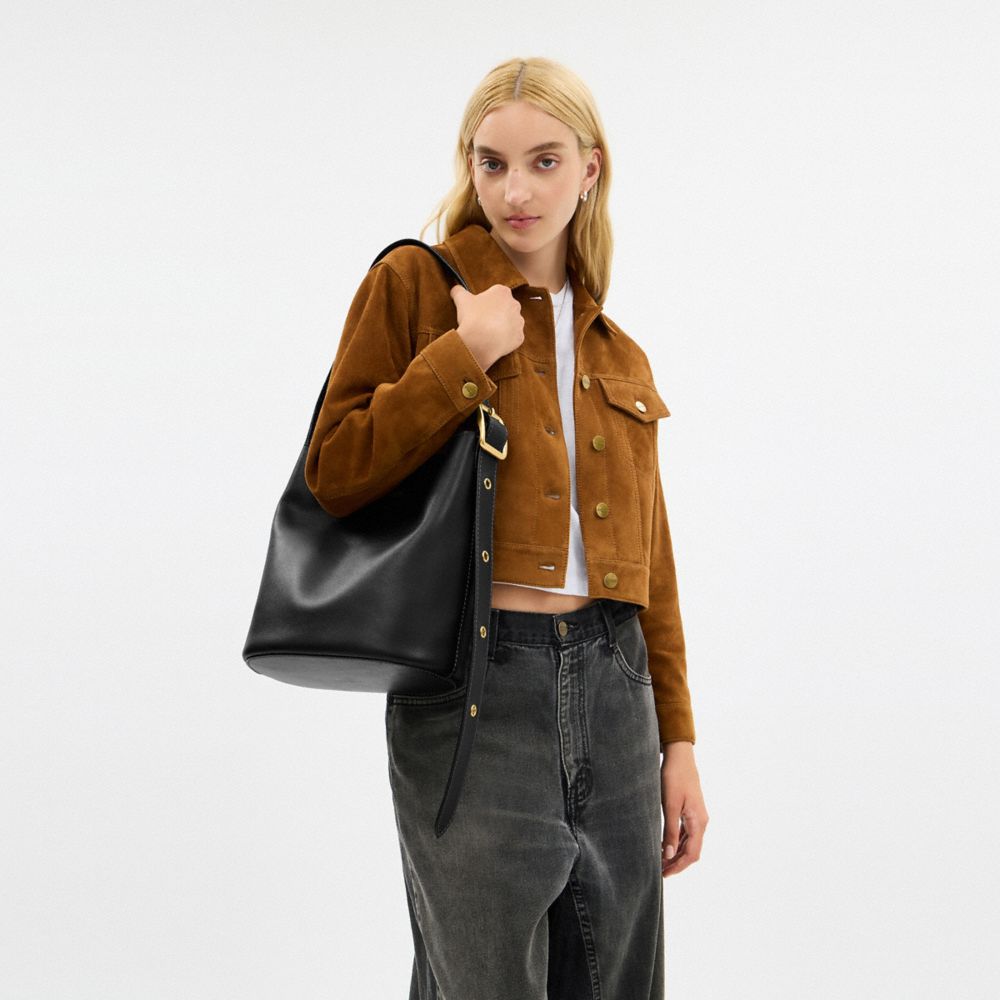 Coach Bleecker Bucket Bag Brass Black