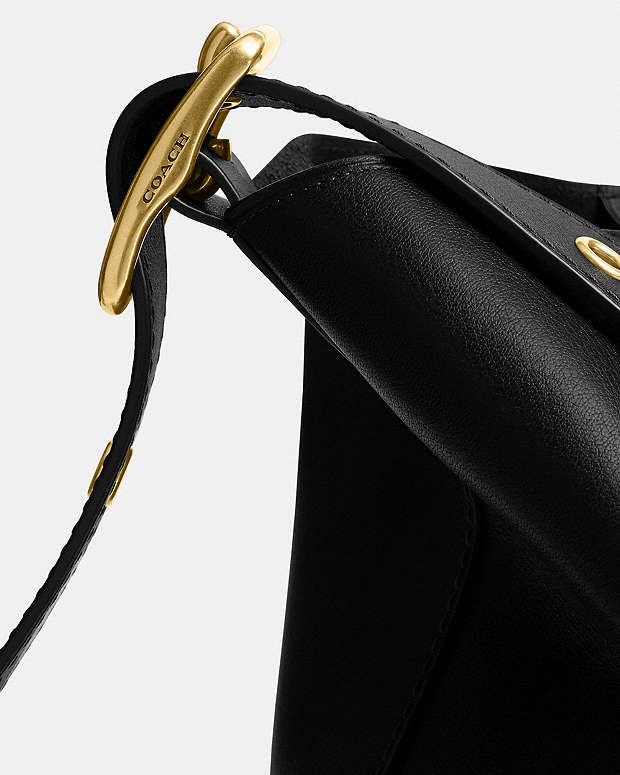 Bleecker Bucket Bag Natural Grain Leather-Brass-Black Natural Grain Leather-Brass-Black