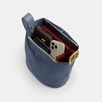 Coach Bleecker Bucket Bag Brass Light Denim