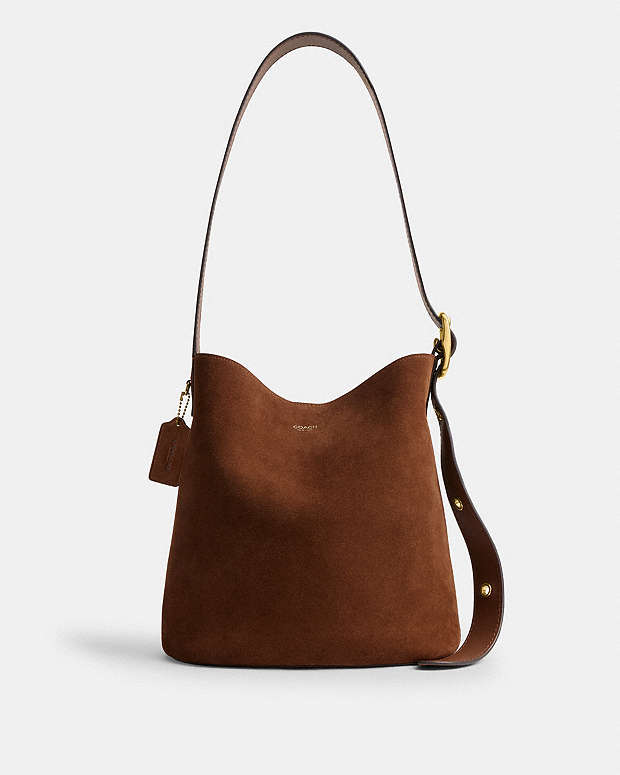 Bleecker Bucket Bag Suede-Brass-Warm Brown Suede-Brass-Warm Brown