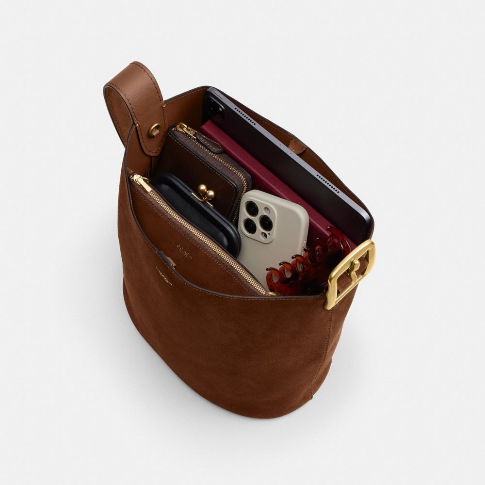 Coach Bleecker Bucket Bag Brass Warm Brown