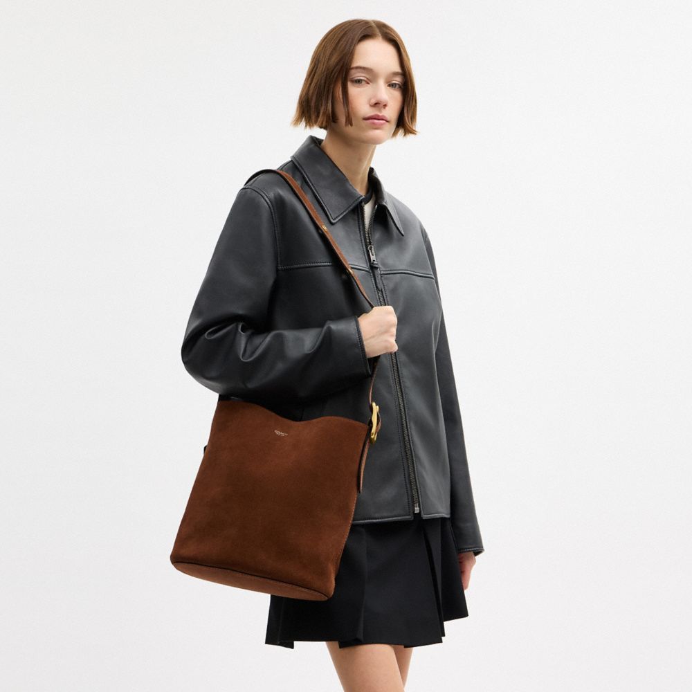 Coach Bleecker Bucket Bag Brass Warm Brown