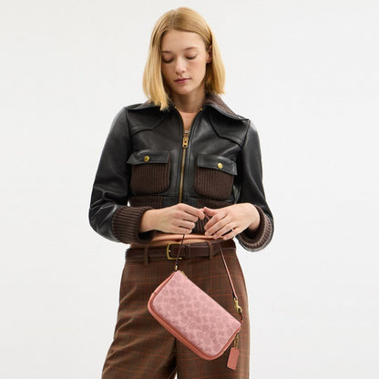 Coach Plaza Bag In Signature Canvas Brass Melon Pink
