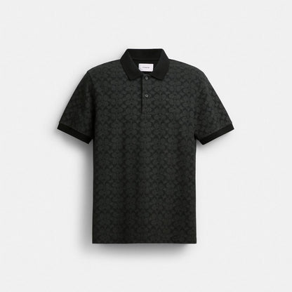 Coach Signature Polo In Organic Cotton Charcoal Signature