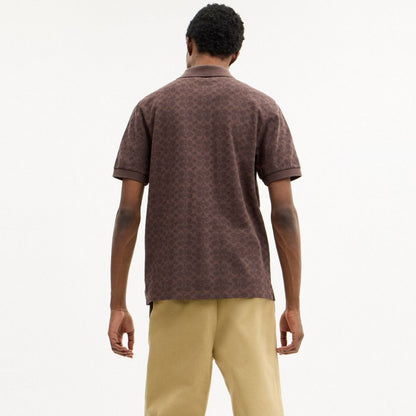 Coach Signature Polo In Organic Cotton Brown Signature
